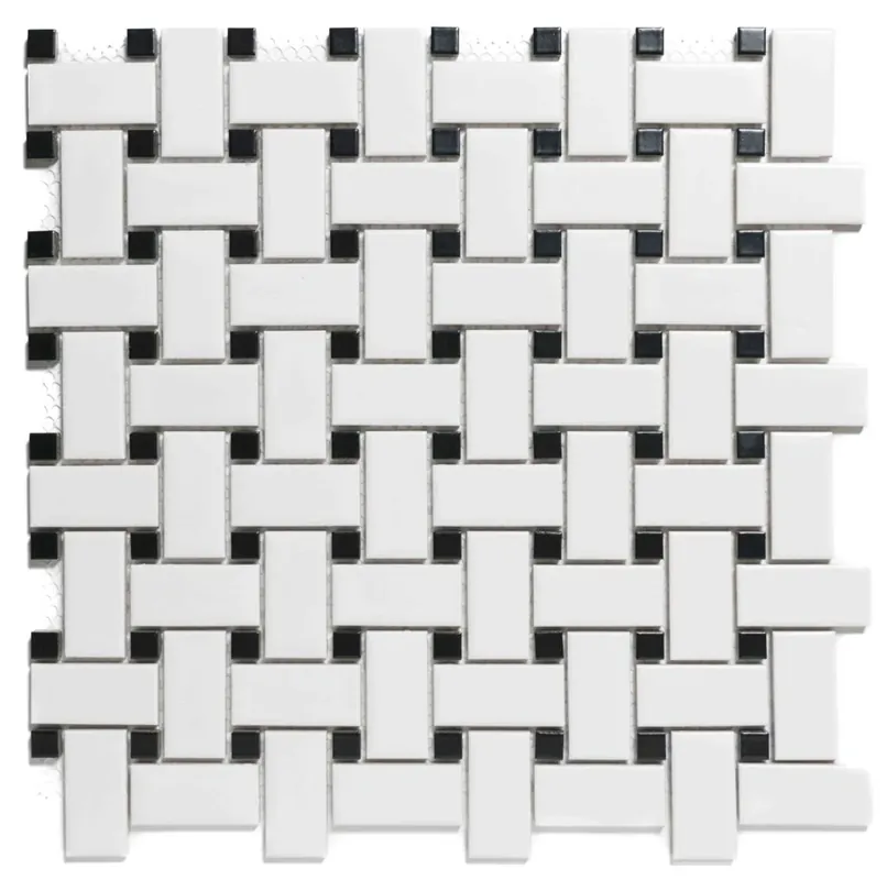 The Mosaic Factory Paris Mozaiek Tegel Basketweave - Wit en Zwart Porselein Geglazuurd 300x300 mm Veilige Betaling