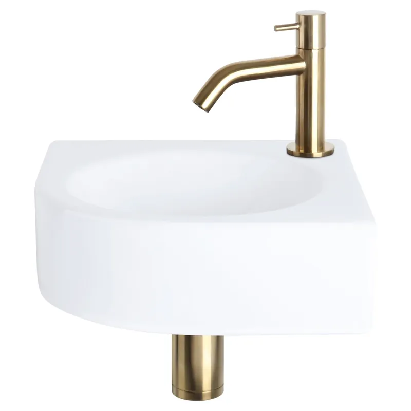Differnz Cleo fonteinset keramiek - kraan gebogen - 30 x 30 x 10 cm - mat goud Rechtstreeks Van De Fabrikant