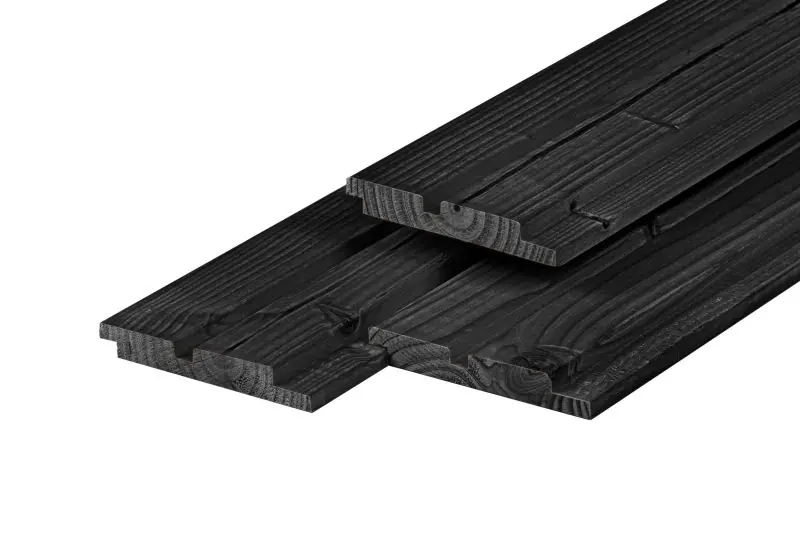 Hete Deal Douglas rhombus 1,9 x 13,0 x 400 cm, gedroogd, zwart gespoten