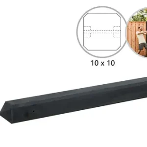 Betonpaal glad met diamantkop 10 x 10 x 310 cm, antraciet ongecoat, tussenpaal t.b.v. 2 betonplaten. Rechtstreeks Van De Fabrikant