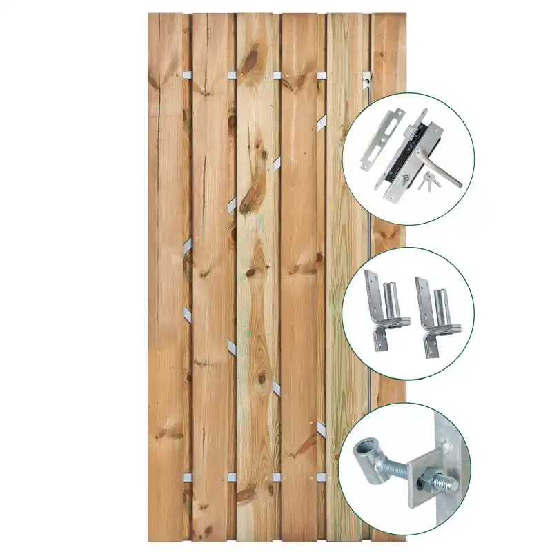 Dagaanbieding Grenen geschaafde plankendeur op verstelbaar frame 150 x 195 cm, recht, groen geïmpregneerd.