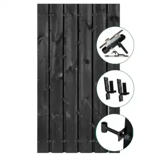 Grenen geschaafd 16 mm op verstelbaar frame 90 x 195 cm, geïmpregneerd en zwart gespoten Actieprijs