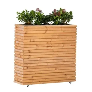 Superprijs Bloembak Krefeld Red Class Wood 90 x 30 x 102cm op wieltjes
