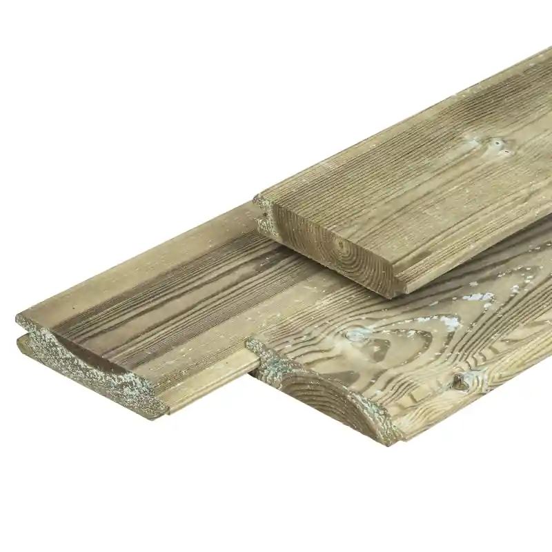 Grenen blokhutprofiel 2,8 x 12,5 x 300 cm, gedroogd, groen geïmpregneerd geschaafd Lage Kosten