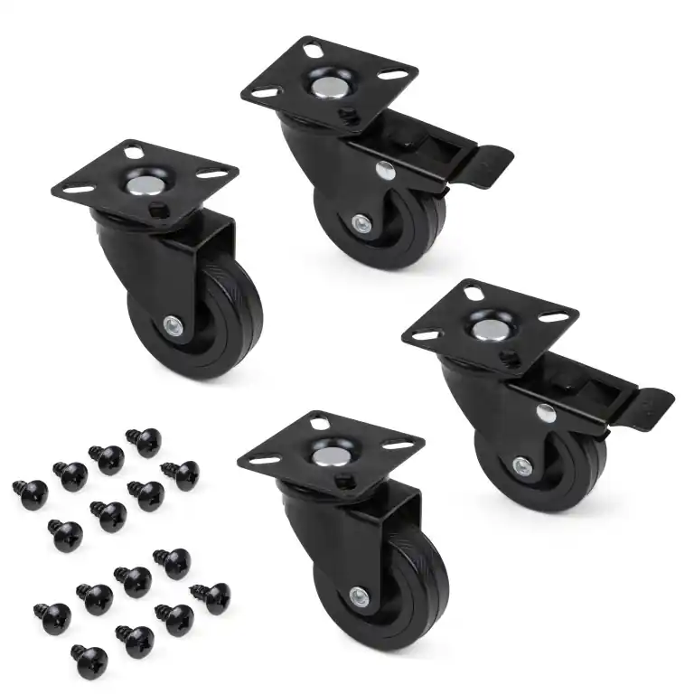 Meubelzwenkwielen 50 mm zwart 4 stuks (2x met rem) Tijdelijk Beschikbaar