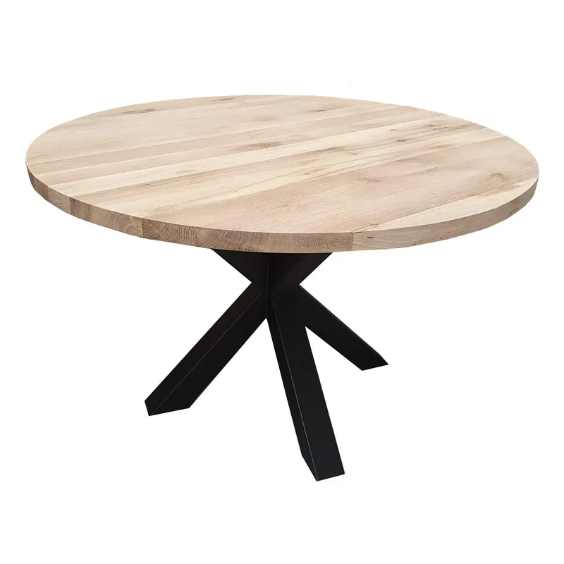 Aanbieding Massief eiken tafelblad rond RUSTIEK A