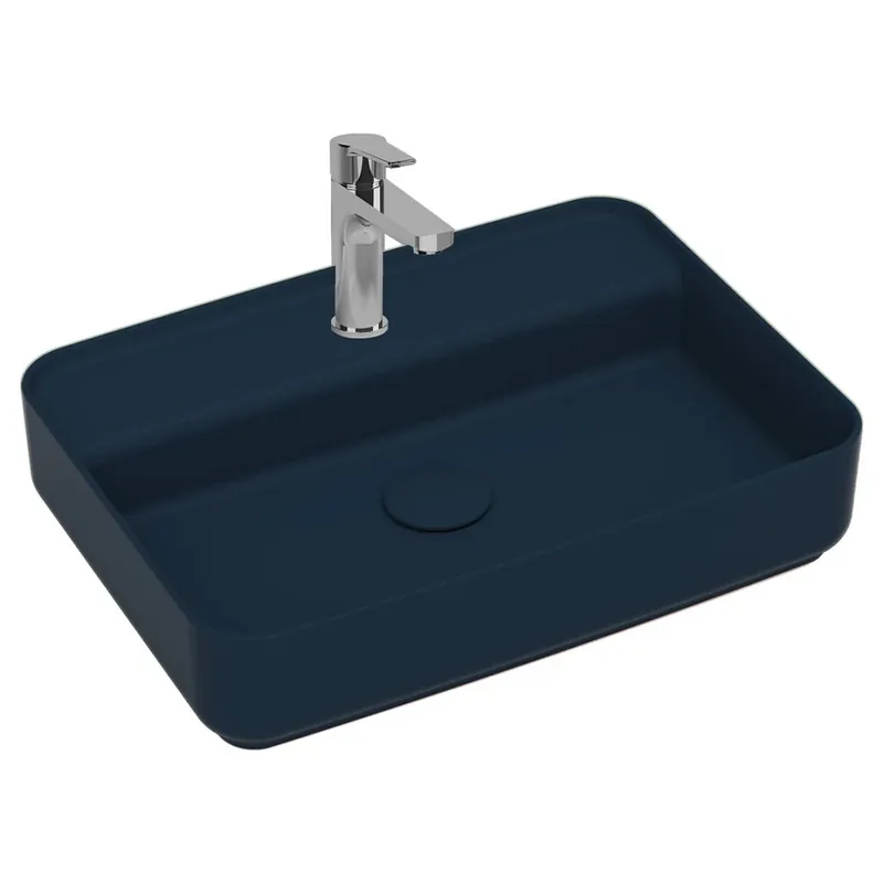 Dagaanbieding ISVEA Infinity Ronde Wastafel 42 cm Blauw – Keramiek Opbouw Waskom Met Afvoerplug