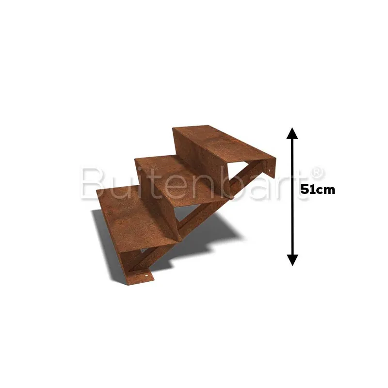 Dagaanbieding Cortenstaal Trap 3-treden, breedte 80cm