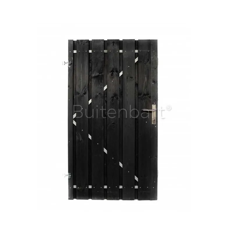 Direct Beschikbaar Tuinpoort Trendline Easy Grenen Zwart Gespoten 90x190cm Linksdraaiend