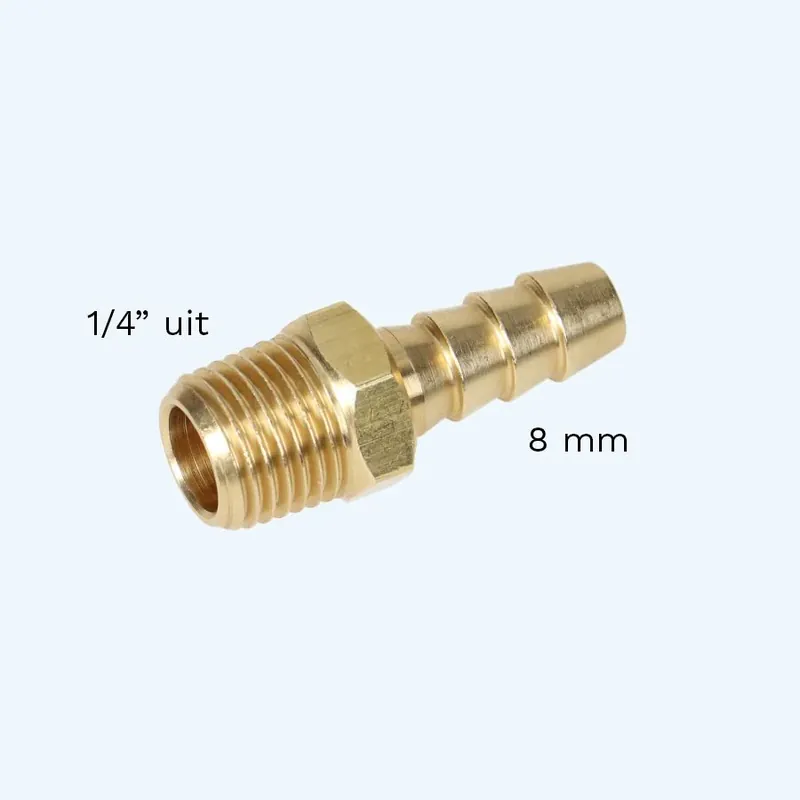 Tijdelijk Beschikbaar 8 mm slangpilaar met 1/4" uitwendig draad