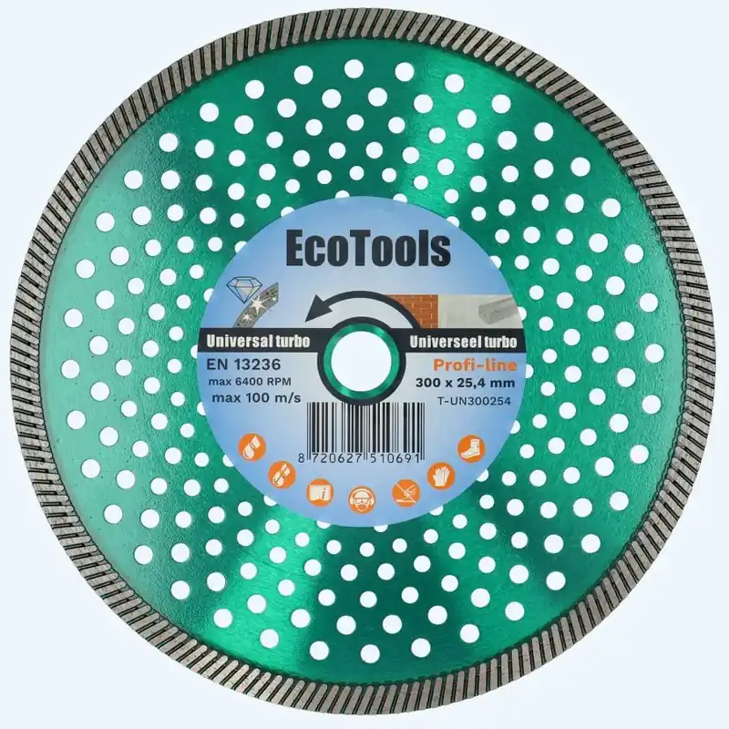 Diamantschijf universeel 300 x 25,4 mm Turbo Gecertificeerd