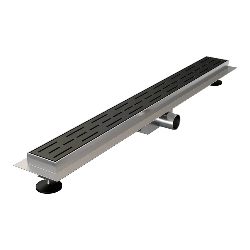 Dagaanbieding Brauer Black Edition Douchegoot met Rooster, Vloerflens en Zijuitloop - 80cm - Mat Zwart