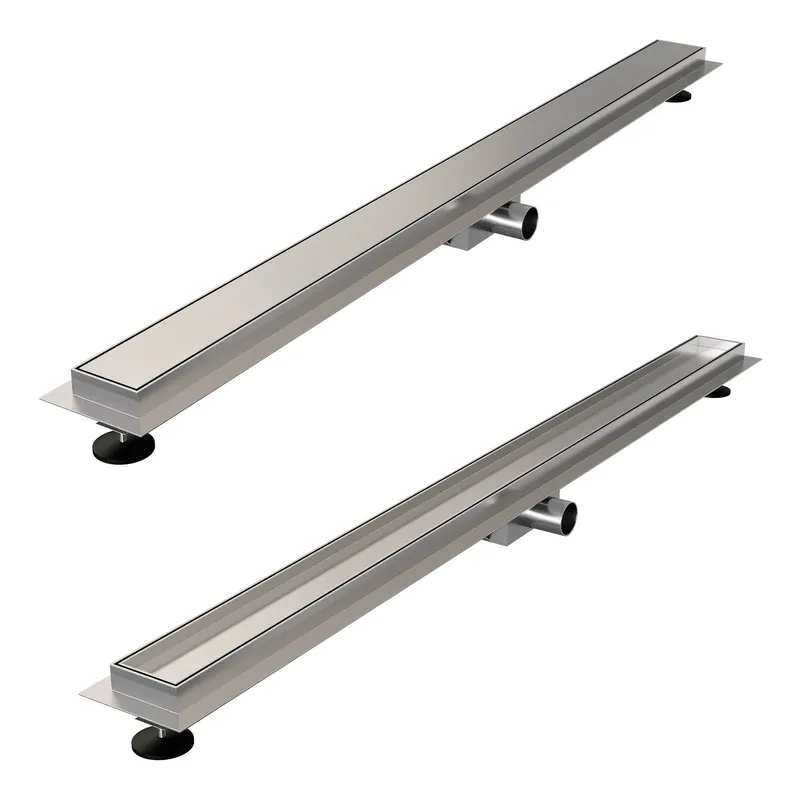 Must-Have Brauer Brushed Edition Douchegoot met Multifunctioneel Tegelinlegrooster, Vloerflens en Zijuitloop - 110cm - PVD - Geborsteld RVS