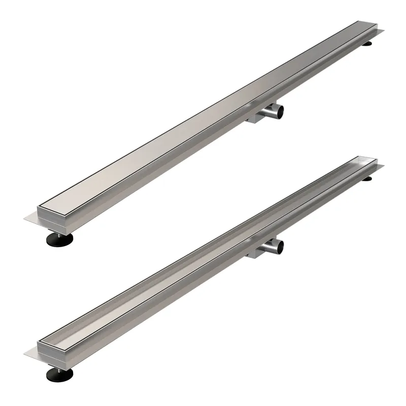 Beste Prijs Brauer Brushed Edition Douchegoot met Multifunctioneel Tegelinlegrooster, Vloerflens en Zijuitloop - 140cm - PVD - Geborsteld RVS