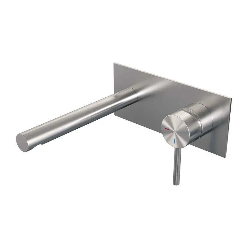 Brauer Brushed Edition Inbouw Wastafelmengkraan met Rechte Uitloop & Afdekplaat - Model A1 - Hendel Rechts - PVD - Geborsteld RVS Nieuw