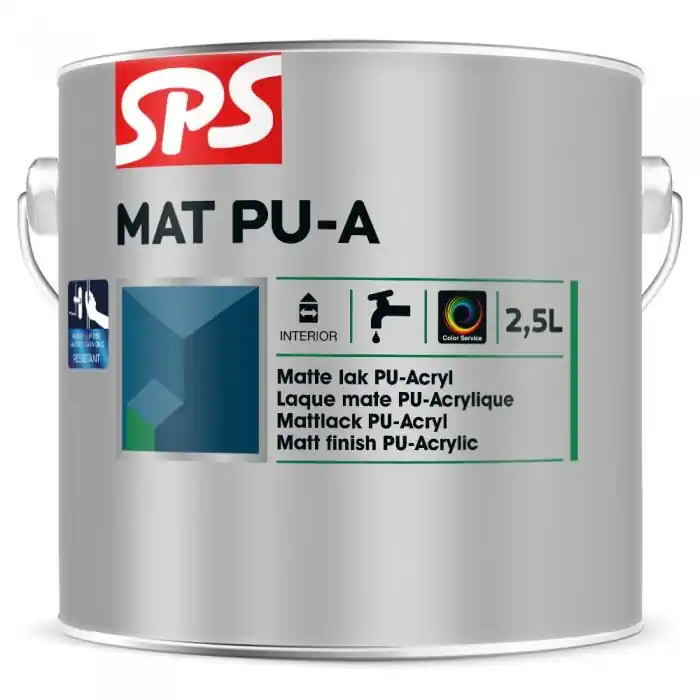 Betaalbaar SPS Mat PU-A Acryllak - Waterbasis - RAL9010 - 2,5L