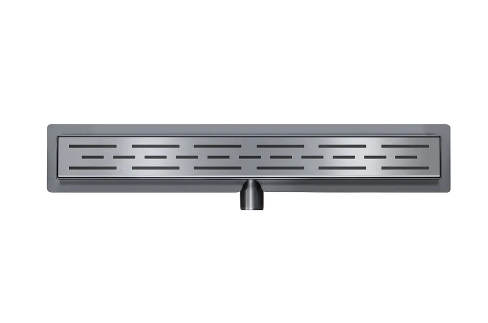 Flitsaanbieding Wiesbaden Douchegoot met Rooster, Vloerflens en Zijuitloop - 90cm - Geborsteld Gunmetal