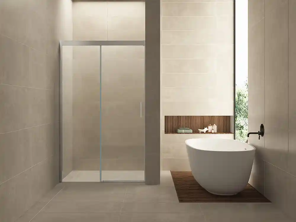 Direct Verzonden Wiesbaden Puerta Softclose Schuifdeur - Muurprofiel - Nano Coating - 8mm Helder Glas - 100x200cm - Chroom