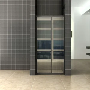 Beperkte Voorraad Wiesbaden Skyline Schuifbare Nisdeur - Nano Coating - 8mm Helder Glas - 120x200cm - Mat Zwart