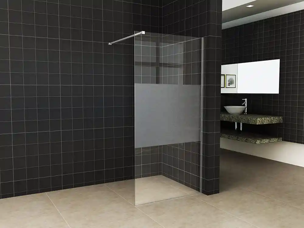 Wiesbaden Slim Los Glasplaat met Middenband - Nano Coating - 8mm Helder Glas - Zonder Profiel & Stabilisatiestang - 80x200cm Voordeelprijs