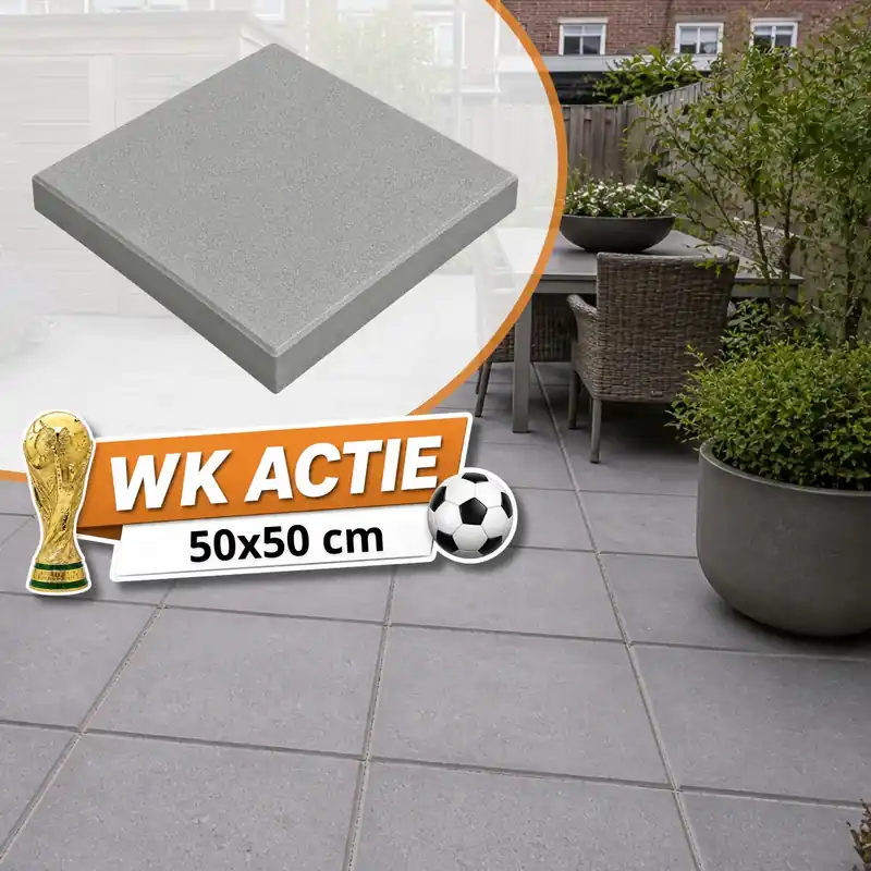 Voordeelprijs Betontegel 50x50x5 cm Grijs met facet KOMO