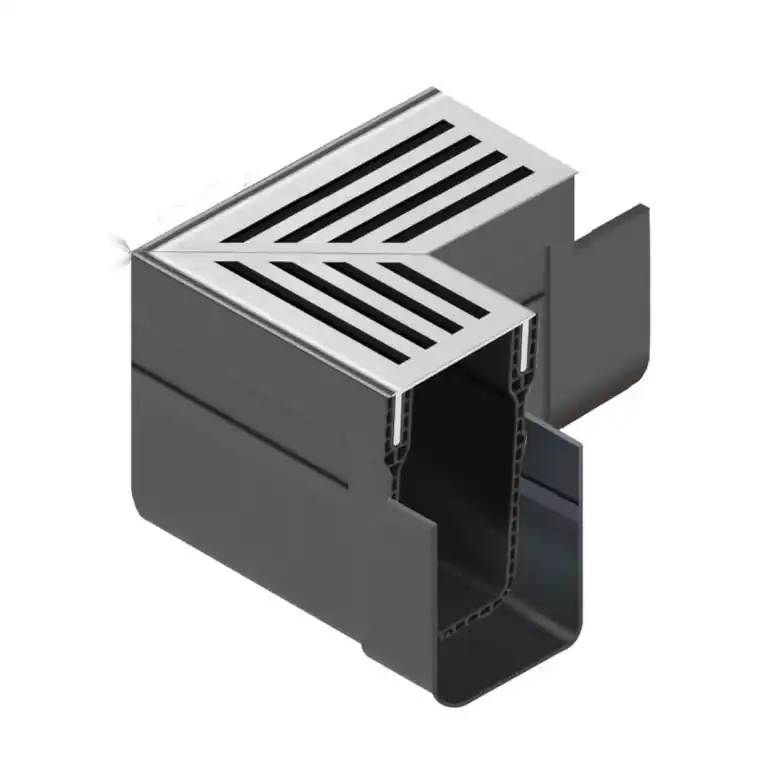 ACO Slim-Line hoekstuk + Blank aluminium rooster Rechtstreeks Van De Fabrikant