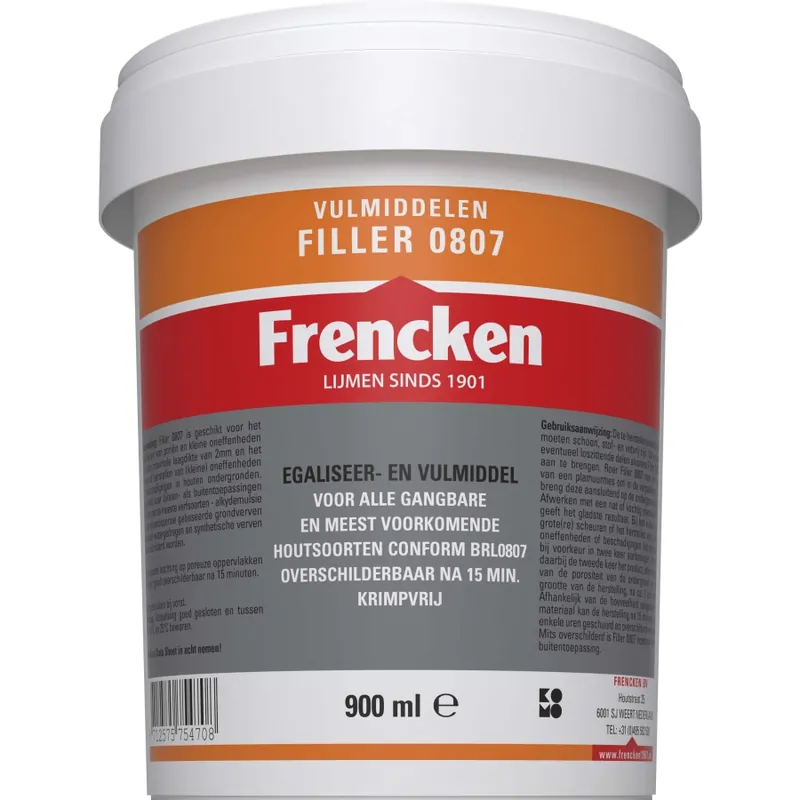 Express Levering Frencken Filler 0807 Pot 900ml wit