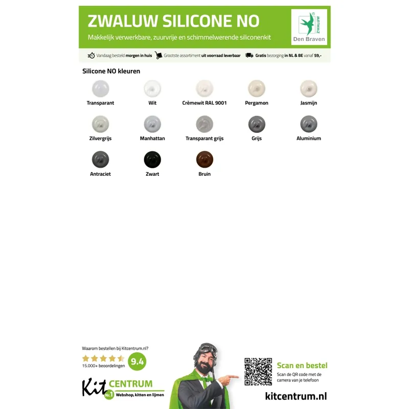 Direct Beschikbaar Zwaluw Silicone NO Kleurenkaart