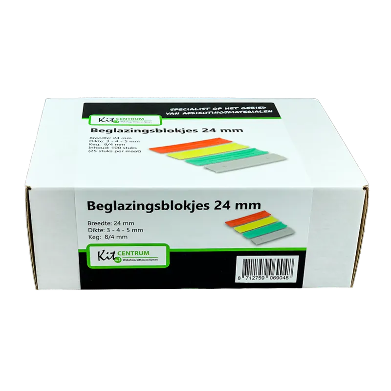 Meest Verkocht Beglazingsblokjes + kegjes 100st 22x3-5 + 5/1mm (€ 13.95)