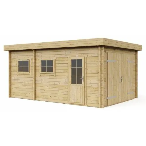 Direct Verzonden Blokhut 3755M Garage platdak Interflex 550x375 cm