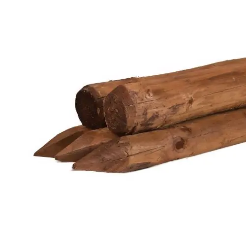 Koopje Ronde paal vuren geschild kop bruin geïmpregneerd Ø10x200 cm