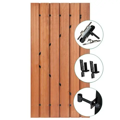 Tuindeur Privacy hardhout met zwart frame inclusief slot 195x120 cm Populair
