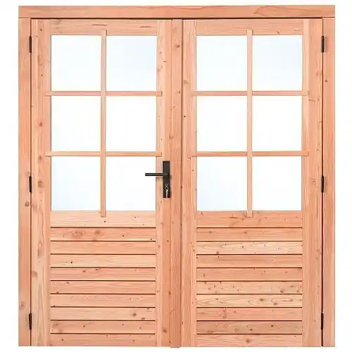Bestseller Dubbele glas deur Red class wood 6 ruits 185x205 cm zwart beslag LD K065311