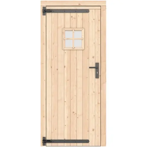 Actieprijs Vuren enkele deur 90x201 cm rd zwart beslag onbehandeld 1045637