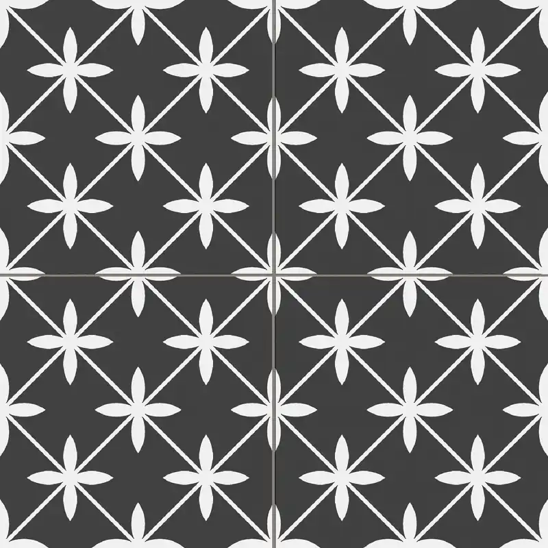 Alleen Vandaag Vloertegel/Wandtegel Terre Agostino Star Decor Zwart Wit Portugees 45x45
