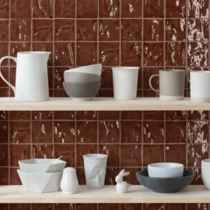 Wandtegel Ragno Elements Licht Relieve Terra Rood Bruin Glans 10x10 Beste Prijs