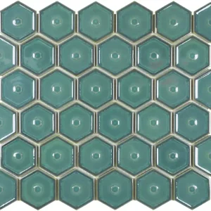 Wand Mozaïek Tegels Factory Hexagon Keramiek Groen - Matje 28,2x32,1cm Voordeelprijs