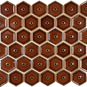 Goedkoop Wand Mozaïek Tegels Factory Hexagon Keramiek Lichtbruin - Matje 28,2x32,1cm