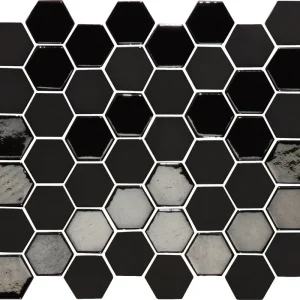 Wand Mozaïek Tegels Factory Hexagon Keramiek Zwart - Matje 27,8x32,5cm Exclusieve Aanbieding