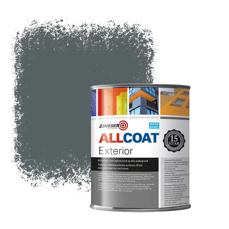 Zinsser Allcoat Exterior Muurverf RAL 7012 Basaltgrijs - 1 liter Direct Beschikbaar