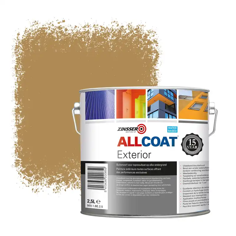Korting Zinsser Allcoat Exterior Muurverf RAL 1011 Bruinbeige - 2,5 liter