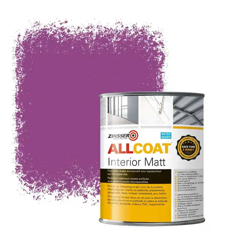 Zinsser Allcoat Interior Muurverf RAL 4008 Signaalviolet - 1 liter Express Levering