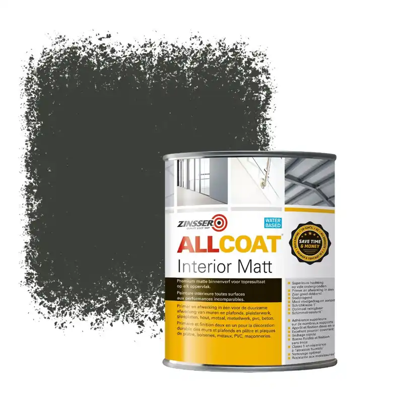 Favoriet Zinsser Allcoat Interior Muurverf RAL 6015 Zwart olijfgroen - 1 liter