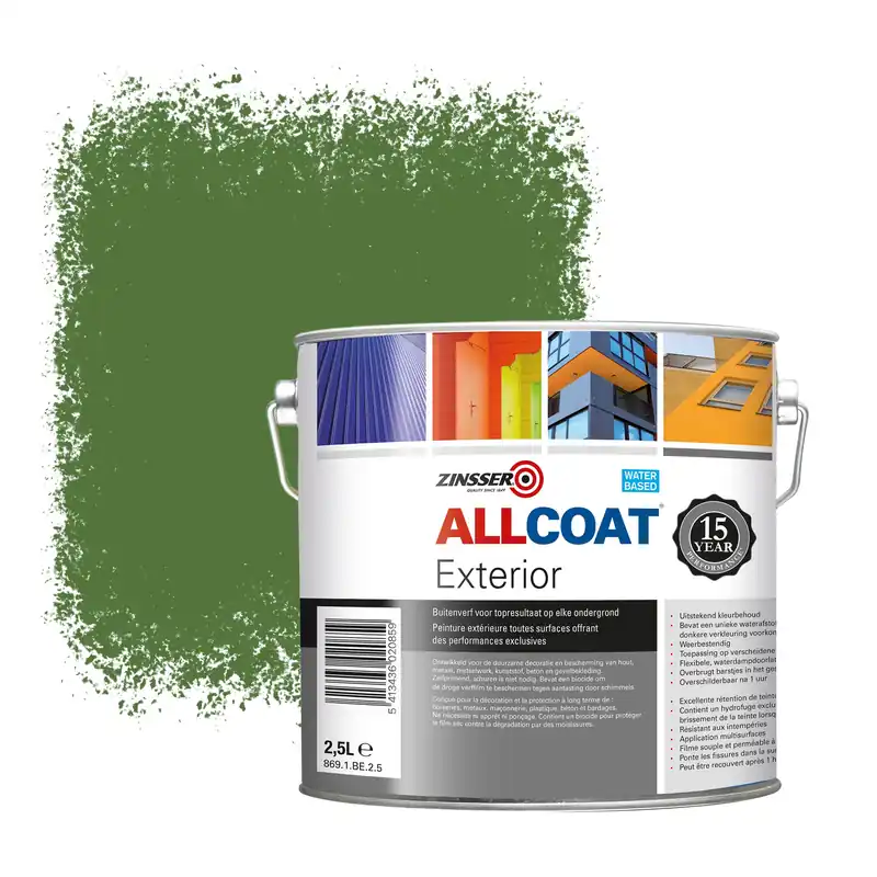 Op = Op Zinsser Allcoat Exterior Muurverf RAL 6025 Varensgroen - 2,5 liter