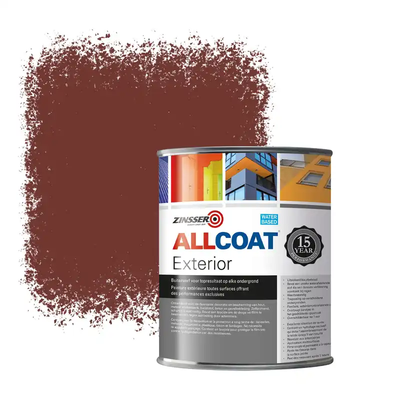 Zinsser Allcoat Exterior Muurverf RAL 3009 Oxyderood - 1 liter Lage Kosten