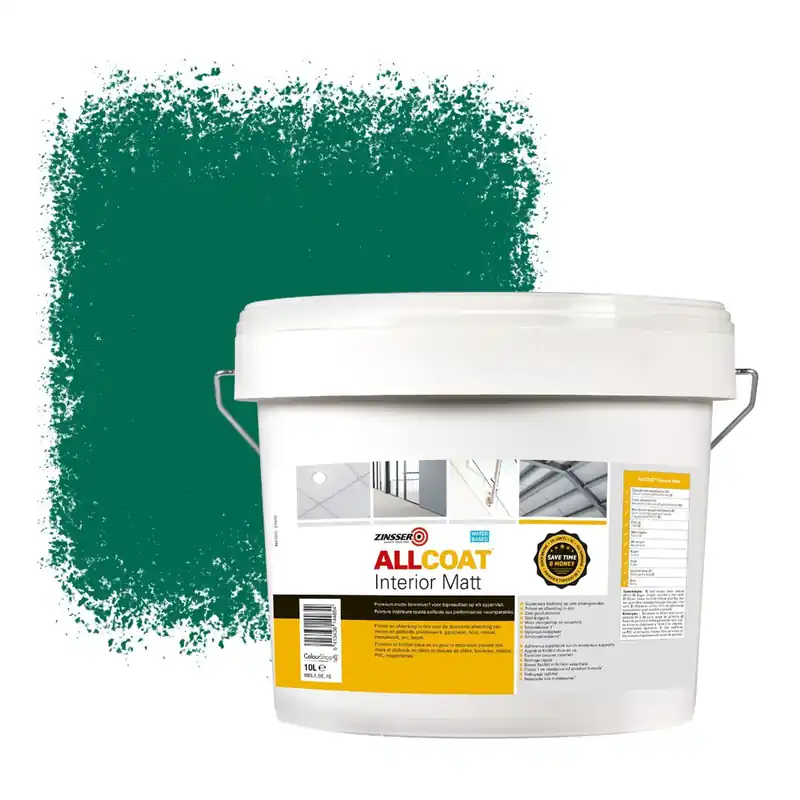 Uitverkoop Zinsser Allcoat Interior Muurverf RAL 6016 Turkooisgroen - 10 liter