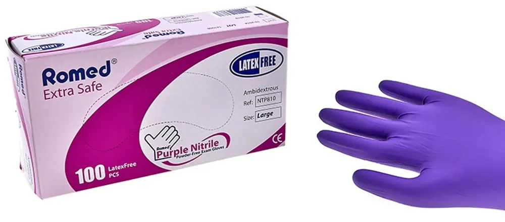 Romed Nitril Handschoenen Paars Extra Sterk - 100 stuks Tijdelijk Beschikbaar
