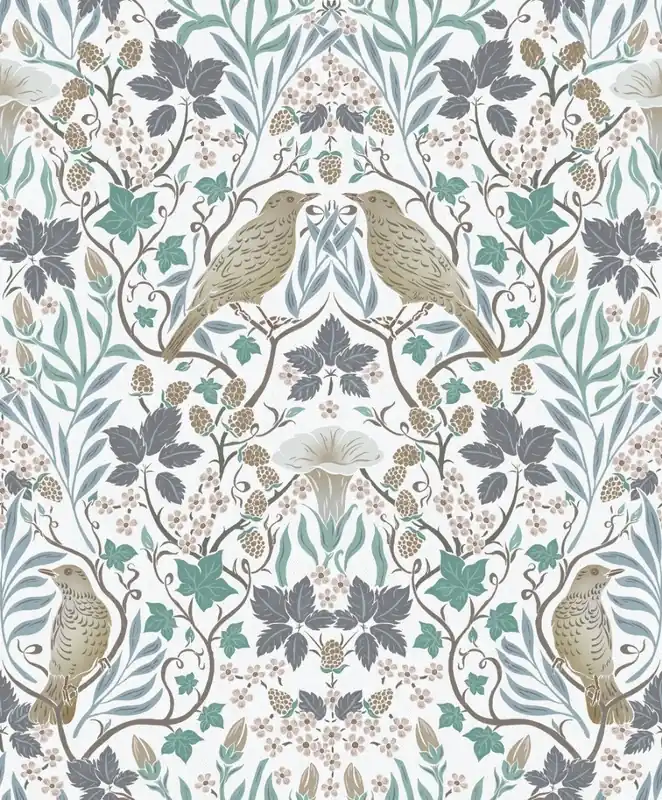 Uitverkoop Marburg Heritage Behang met vogels en Art Nouveau bladeren - 47619