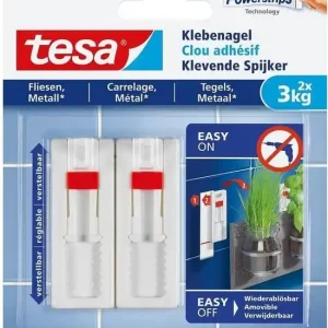 Beperkt Aanbod Tesa 77764 - verstelbare klevende spijker voor metaal en tegels - tot 3kg - 2 stuks