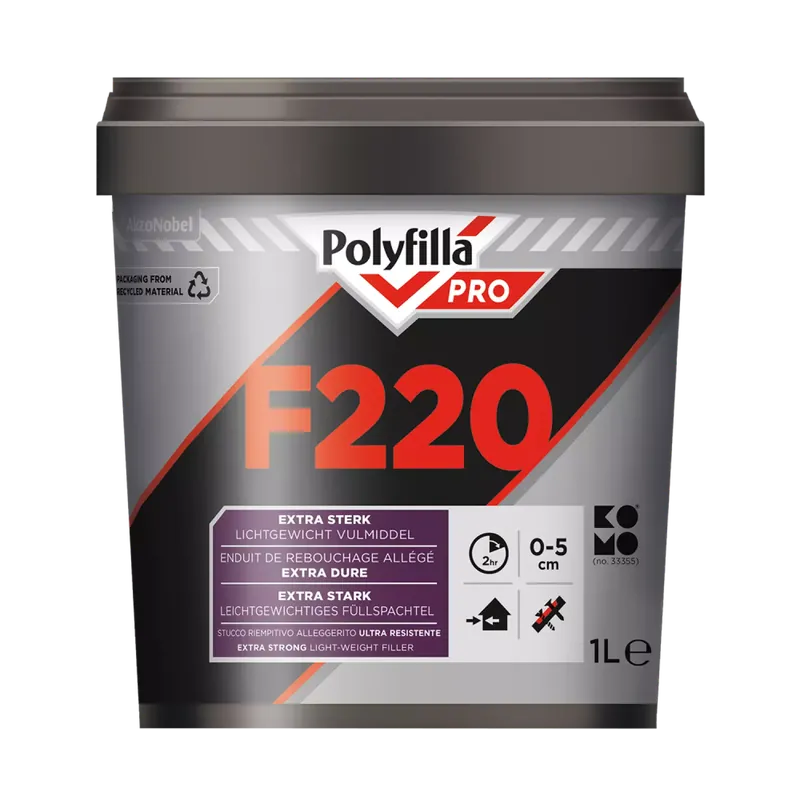 Polyfilla Pro F220 - Lichtgewicht Vulmiddel - wit - 1L Fabrieksprijs
